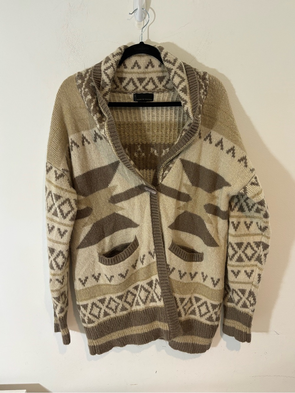 i jeans by buffalo Women Large Tribal Aztec Western Yellowstone Cardigan Sweater